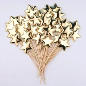 50 x Cake Toppers - Stars - Gold
