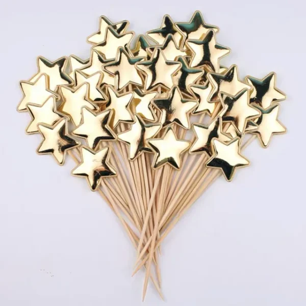 50 x Cake Toppers - Stars - Gold
