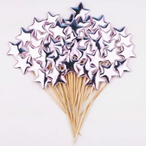 50 x Cake Toppers - Stars - Pink