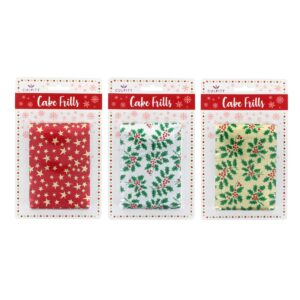 Covers 6- 12 inch - Cake Frills - Silver with Holly - Round