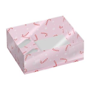 Candy Canes Hamper/Cupcake Box with Clear Lid - Pack of 2
