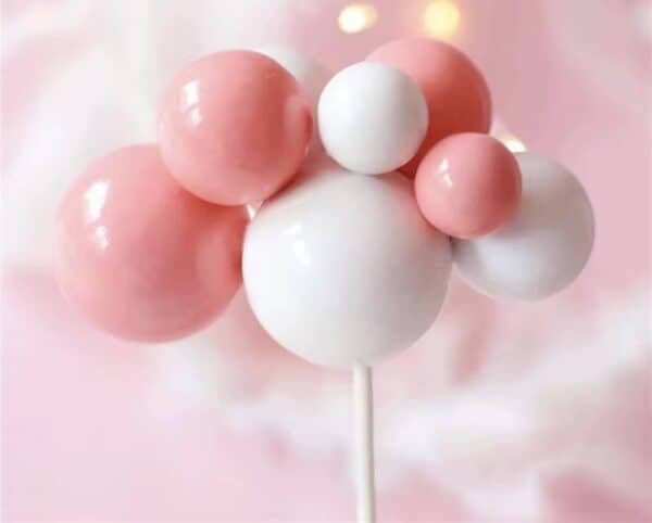 Foam Balls Cloud Cake Topper - Pink/White