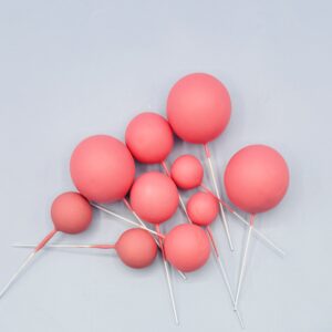 Foam Cake Balls - Pack of 10 - Assorted Sizes - Deep Pink