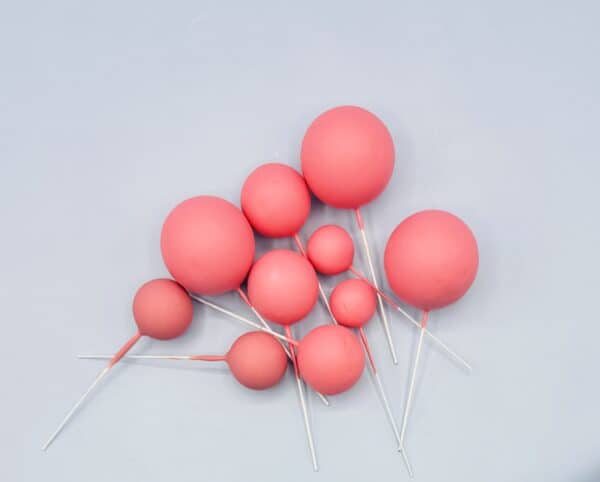 Foam Cake Balls - Pack of 10 - Assorted Sizes - Deep Pink