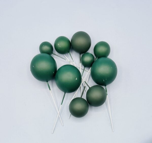 Foam Cake Balls - Pack of 10 - Assorted Sizes - Forest Green