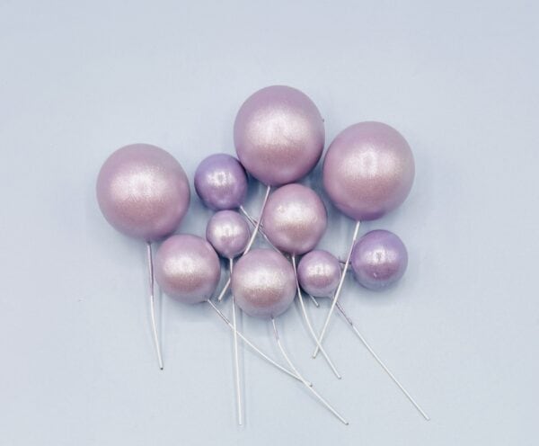 Foam Cake Balls - Pack of 10 - Assorted Sizes - Pearlised Lilac
