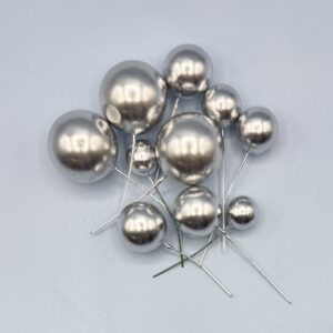 Foam Cake Balls - Pack of 10 - Assorted Sizes - Silver