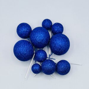 Foam Cake Balls - Pack of 10 - Assorted Sizes - Glitter Navy