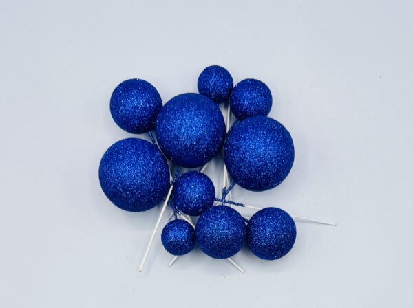 Foam Cake Balls - Pack of 10 - Assorted Sizes - Glitter Navy